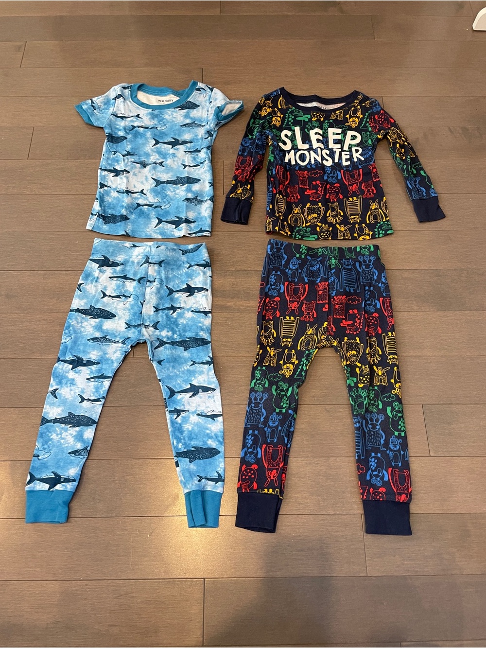 Kids Shark Print Blue Pajama Set & Sleep Monster Old Navy Monster Print Pajamas